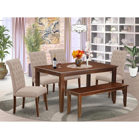 East West Furniture 6 Piece Dudley Dining Set - Mahogany DUBR6-MAH-04
